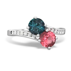 Alexandrite Channel Set Two Stone 14K White Gold ring R5303