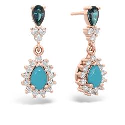 Alexandrite Halo Pear Dangle 14K Rose Gold earrings E1882