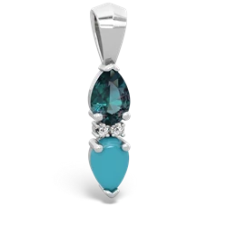 Alexandrite Bowtie Drop 14K White Gold pendant P0865