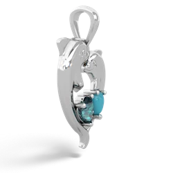 Alexandrite Dolphin Heart 14K White Gold pendant P5820