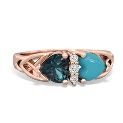 Alexandrite Celtic Knot Double Heart 14K Rose Gold ring R5040