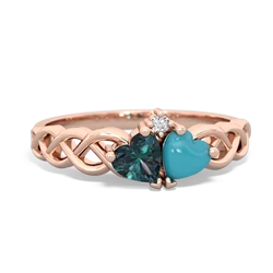 Alexandrite Heart To Heart Braid 14K Rose Gold ring R5870