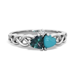 Alexandrite Heart To Heart Braid 14K White Gold ring R5870