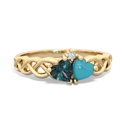 Alexandrite Heart To Heart Braid 14K Yellow Gold ring R5870