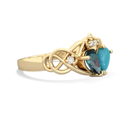 Alexandrite 'One Heart' Celtic Knot Claddagh 14K Yellow Gold ring R5322