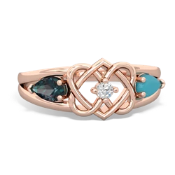 Alexandrite Hearts Intertwined 14K Rose Gold ring R5880