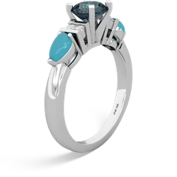 Alexandrite 6Mm Round Eternal Embrace Engagement 14K White Gold ring R2005
