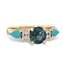 Alexandrite 6Mm Round Eternal Embrace Engagement 14K Yellow Gold ring R2005