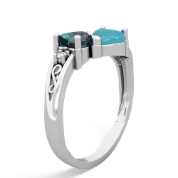 Alexandrite Snuggling Hearts 14K White Gold ring R2178