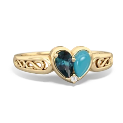 Alexandrite Filligree 'One Heart' 14K Yellow Gold ring R5070