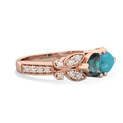 Alexandrite Diamond Butterflies 14K Rose Gold ring R5601