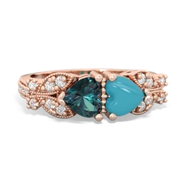 Alexandrite Diamond Butterflies 14K Rose Gold ring R5601