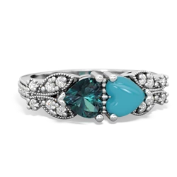 Alexandrite Diamond Butterflies 14K White Gold ring R5601