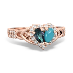 Alexandrite Celtic Knot Two Hearts As One 14K Rose Gold ring R2644HRT