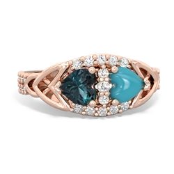 Alexandrite Sparkling Celtic Knot 14K Rose Gold ring R2645