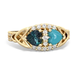 Alexandrite Sparkling Celtic Knot 14K Yellow Gold ring R2645