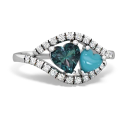 Alexandrite Mother And Child 14K White Gold ring R3010