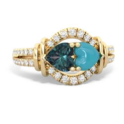 Alexandrite Art-Deco Keepsake 14K Yellow Gold ring R5630