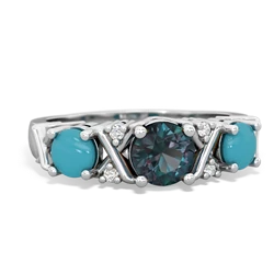 Alexandrite Hugs And Kisses 14K White Gold ring R5016