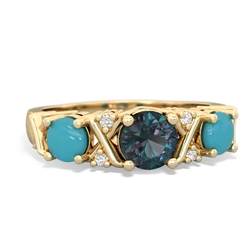 Alexandrite Hugs And Kisses 14K Yellow Gold ring R5016