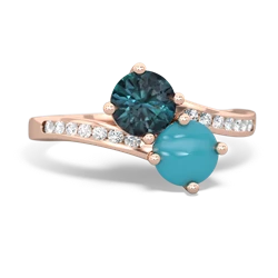 Alexandrite Channel Set Two Stone 14K Rose Gold ring R5303