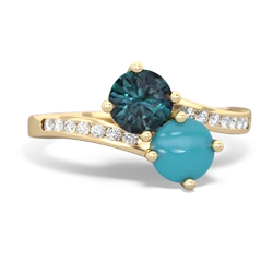 Alexandrite Channel Set Two Stone 14K Yellow Gold ring R5303