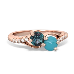 Alexandrite Infinity Pave Two Stone 14K Rose Gold ring R5285