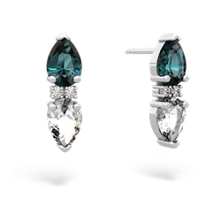 Alexandrite Bowtie Drop 14K White Gold earrings E0865