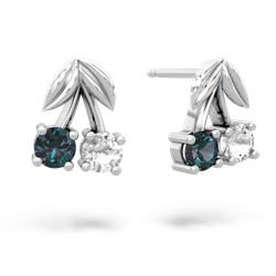 Alexandrite Sweet Cherries 14K White Gold earrings E7001