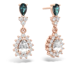 Alexandrite Halo Pear Dangle 14K Rose Gold earrings E1882