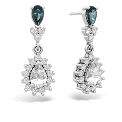 Alexandrite Halo Pear Dangle 14K White Gold earrings E1882