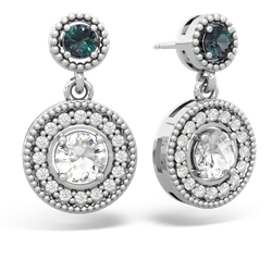 Alexandrite Halo Dangle 14K White Gold earrings E5319