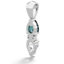 Alexandrite Bowtie Drop 14K White Gold pendant P0865