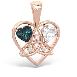 Alexandrite Celtic Trinity Heart 14K Rose Gold pendant P5331