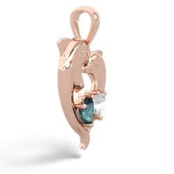 Alexandrite Dolphin Heart 14K Rose Gold pendant P5820