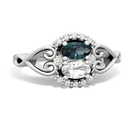 Alexandrite Love Nest 14K White Gold ring R5860