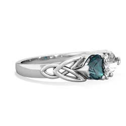 Alexandrite Celtic Knot Double Heart 14K White Gold ring R5040