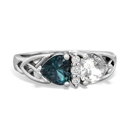 Alexandrite Celtic Knot Double Heart 14K White Gold ring R5040