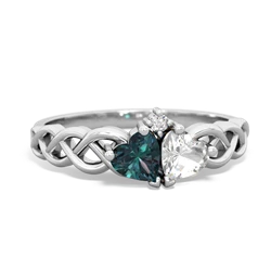 Alexandrite Heart To Heart Braid 14K White Gold ring R5870