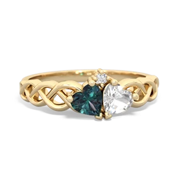 Alexandrite Heart To Heart Braid 14K Yellow Gold ring R5870