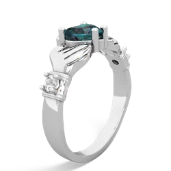 Alexandrite Claddagh Keepsake 14K White Gold ring R5245