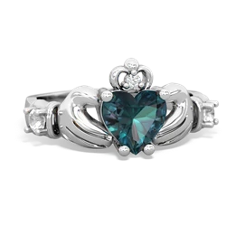 Alexandrite Claddagh Keepsake 14K White Gold ring R5245