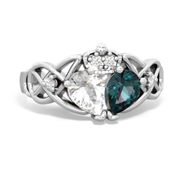 Alexandrite 'One Heart' Celtic Knot Claddagh 14K White Gold ring R5322