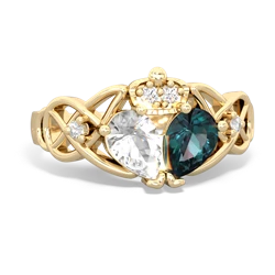 Alexandrite 'One Heart' Celtic Knot Claddagh 14K Yellow Gold ring R5322