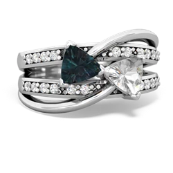 Alexandrite Bowtie 14K White Gold ring R2360