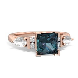 Alexandrite 6Mm Princess Eternal Embrace Engagement 14K Rose Gold ring C2002