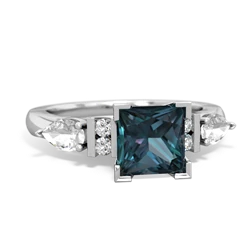 Alexandrite 6Mm Princess Eternal Embrace Engagement 14K White Gold ring C2002