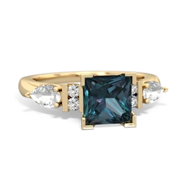 Alexandrite 6Mm Princess Eternal Embrace Engagement 14K Yellow Gold ring C2002