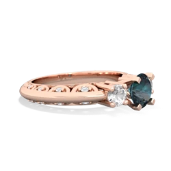 Alexandrite Art Deco Eternal Embrace Engagement 14K Rose Gold ring C2003