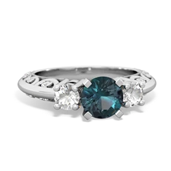 Alexandrite Art Deco Eternal Embrace Engagement 14K White Gold ring C2003